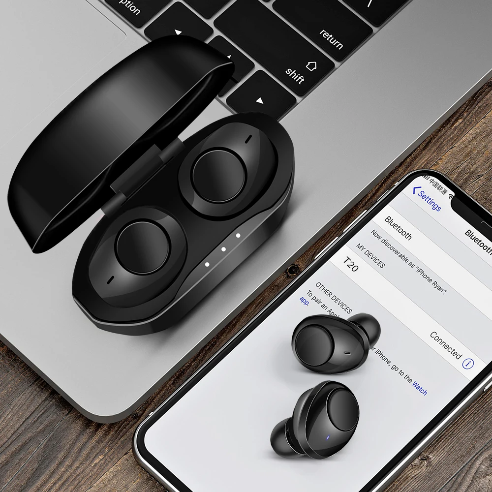 T20 TWS Bluetooth 5 0 Earphones Charging Box Wireless Headphone 8D Stereo Sports Waterproof Earbuds Headsets With Microphone