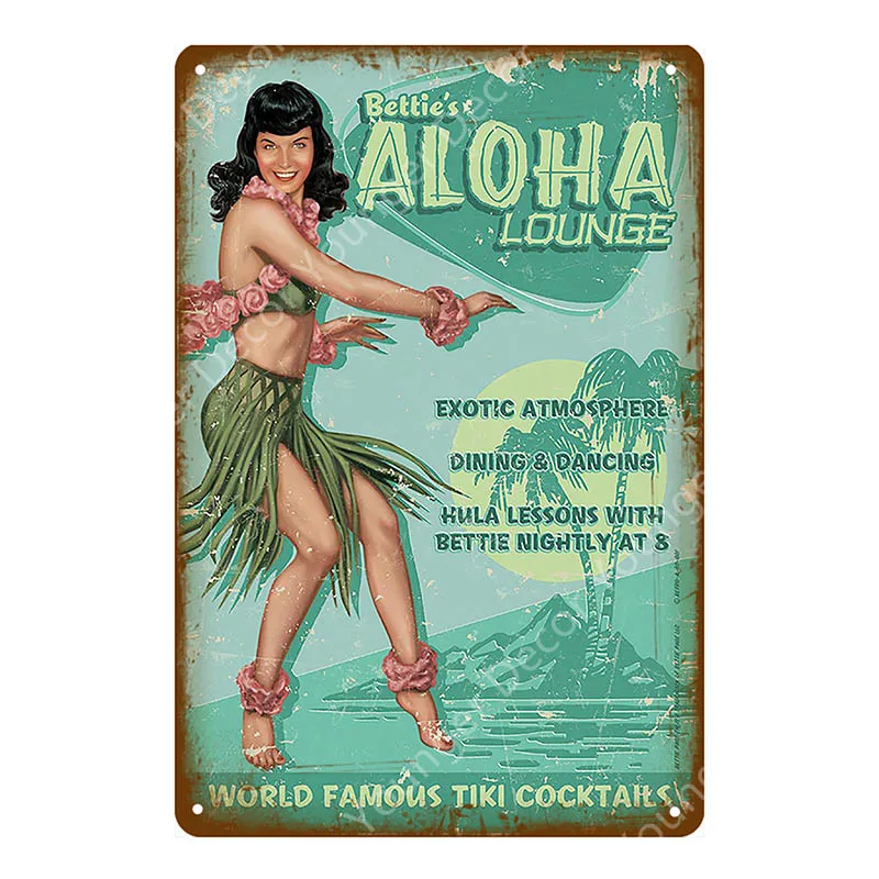 YD5217A Aloha пляжные жестяные вывески винтажные летние металлические настенные таблички Гавайи Тики Бар Декор Дом Приморский декоративная тарелка для серфинга Carft YA040 - Цвет: YD5217A