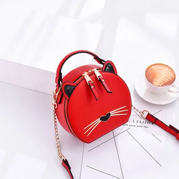

New women's bag 2020 new fashion Korean version of versatile cat small round bag simple one shoulder messenger bag