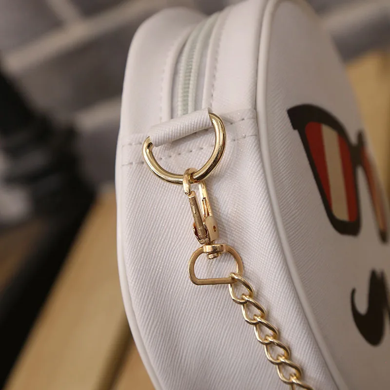 

New Style Korean-style White Beard Small round Bag Shoulder Diagonal Bag Chain Bag WOMEN'S Bag