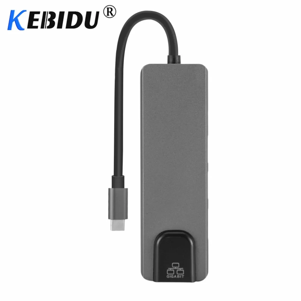 Kebidu Hot-5 In 1 USB Type C Hub Hdmi 4K To Gigabit Ethernet Rj45 Lan Adapter For Macbook Pro Thunderbolt 3 USB-C Charger