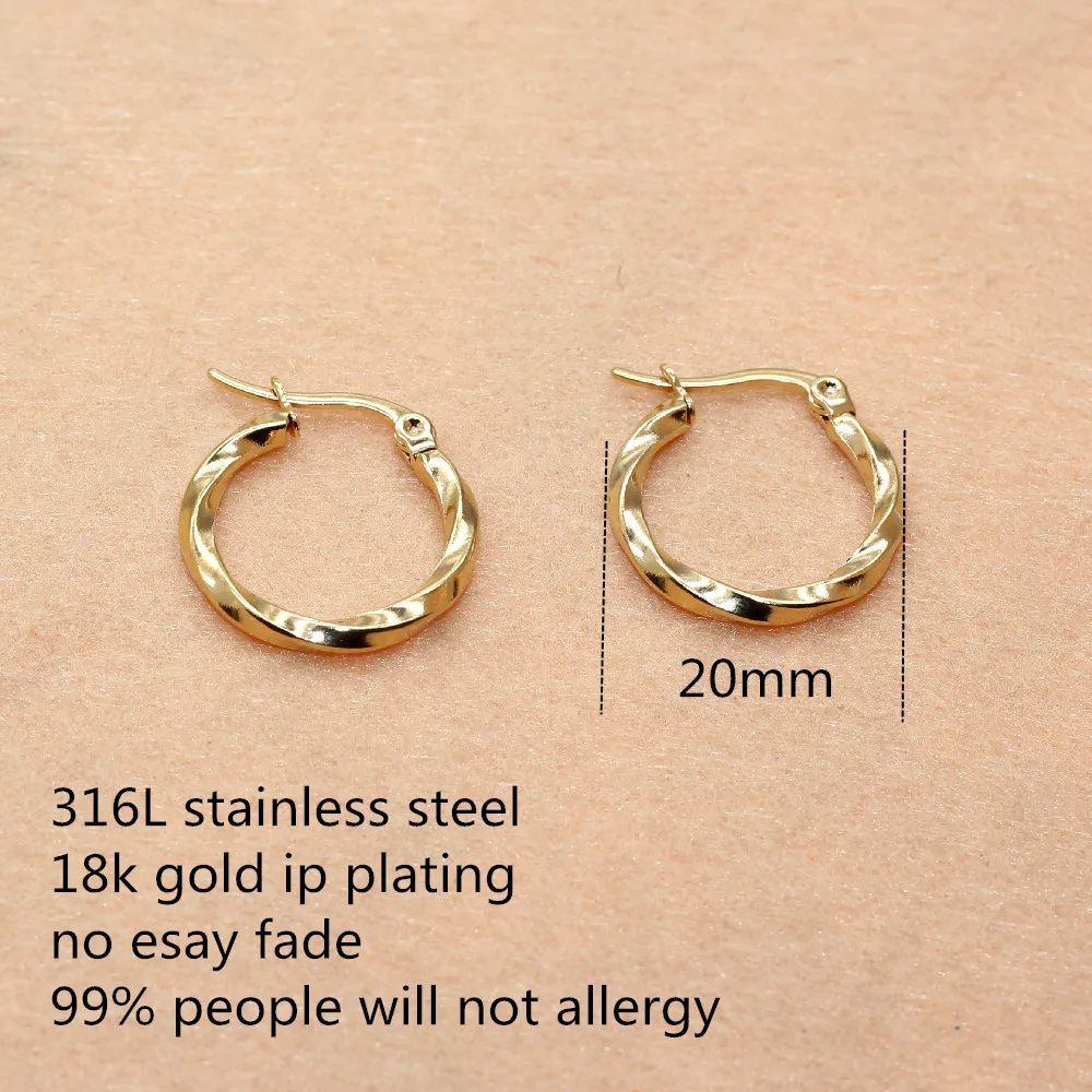 Gold-color Ip Plated 20mm Hoop Earrings No Easy Fade Allergy Free Ears  Jewelry Accessories - Hoop Earrings - AliExpress