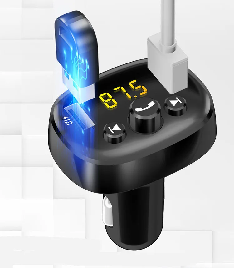 2 USB Автомобильное зарядное устройство комплект громкой связи FM передатчик Aux модулятор аудио MP3 плеер Bluetooth 4,2 быстрая зарядка автомобильное USB зарядное устройство