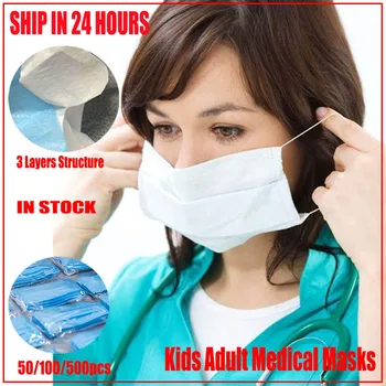 

10/20/30/50/100PCS/PACK Safrty Face Mask Diposable 3-Layer Face Masks-Anti Dust Breathable Disposable Earloop Mouth anti virus