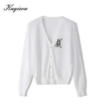 

2020 Summer thin cardigan women's breathable linen sweater V-neck 7-sleeve shawl short ice silk air conditioning cardigan