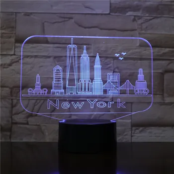 

New York Famous Buildings Usb 3d Led Night Light City Atmosphere Lamp Decoration RGB Kids Baby Gift Bedside Neon App Control