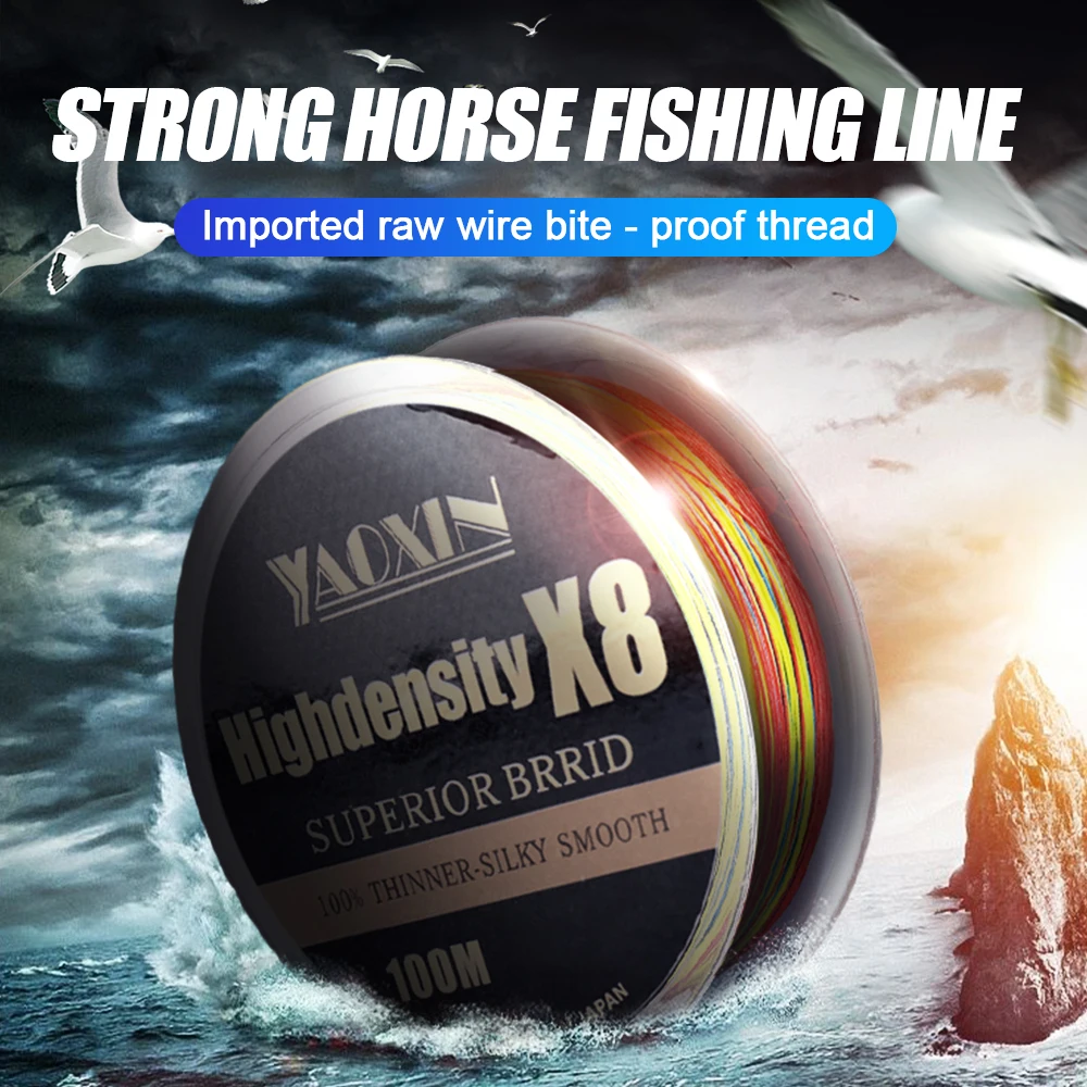 100M Braided Fishing Line 8 Strands Strong PE Sea Fishing Line Anti-Bite Multifilament Fish Rod Lines Outdoor Accessories