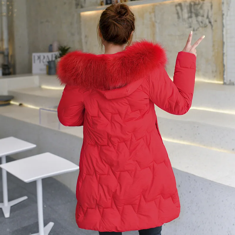 Down parka cultivate morality joker thickening heavy hair brought down cotton-padded jacket female warm coat