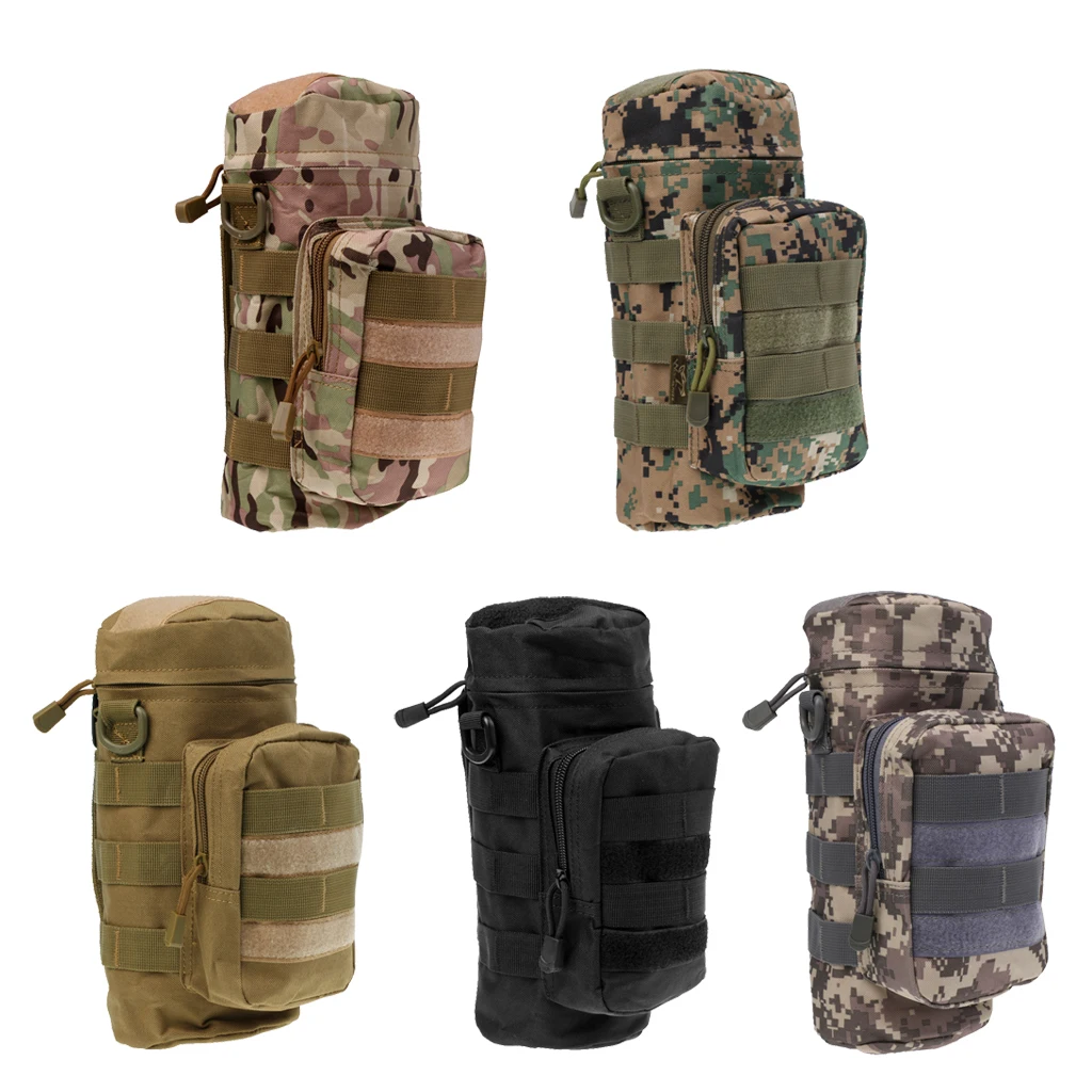 

Tactical Military Hiking Molle Zipper Water Bottle Kettle Bag Pouch Carrier Sport Bags