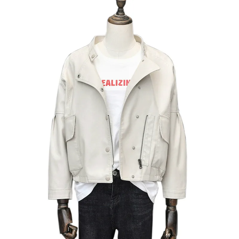 Punk Short Pu Leather Jacket Women Slim Zipper Faux Leather Jacket Single Breasted Black Pink Leather Female Coat