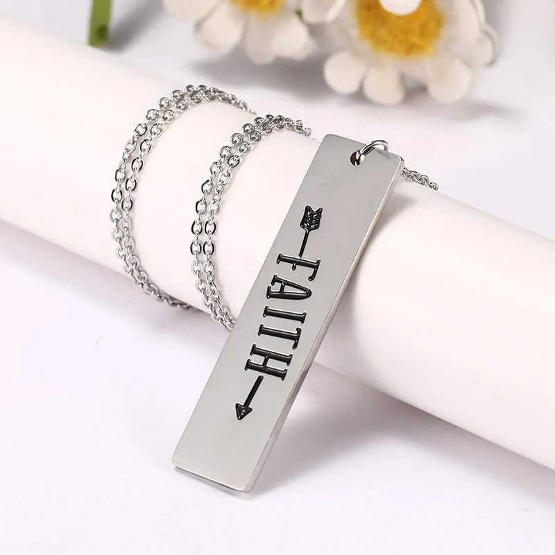 faith pendant 2 Myshape бирка с гравировкой ожерелье вера мечта жизнь Блаженный надеюсь верующий Приключения духовный Тег Кулон Ювелирные изделия - Окраска металла: faith pendant 2