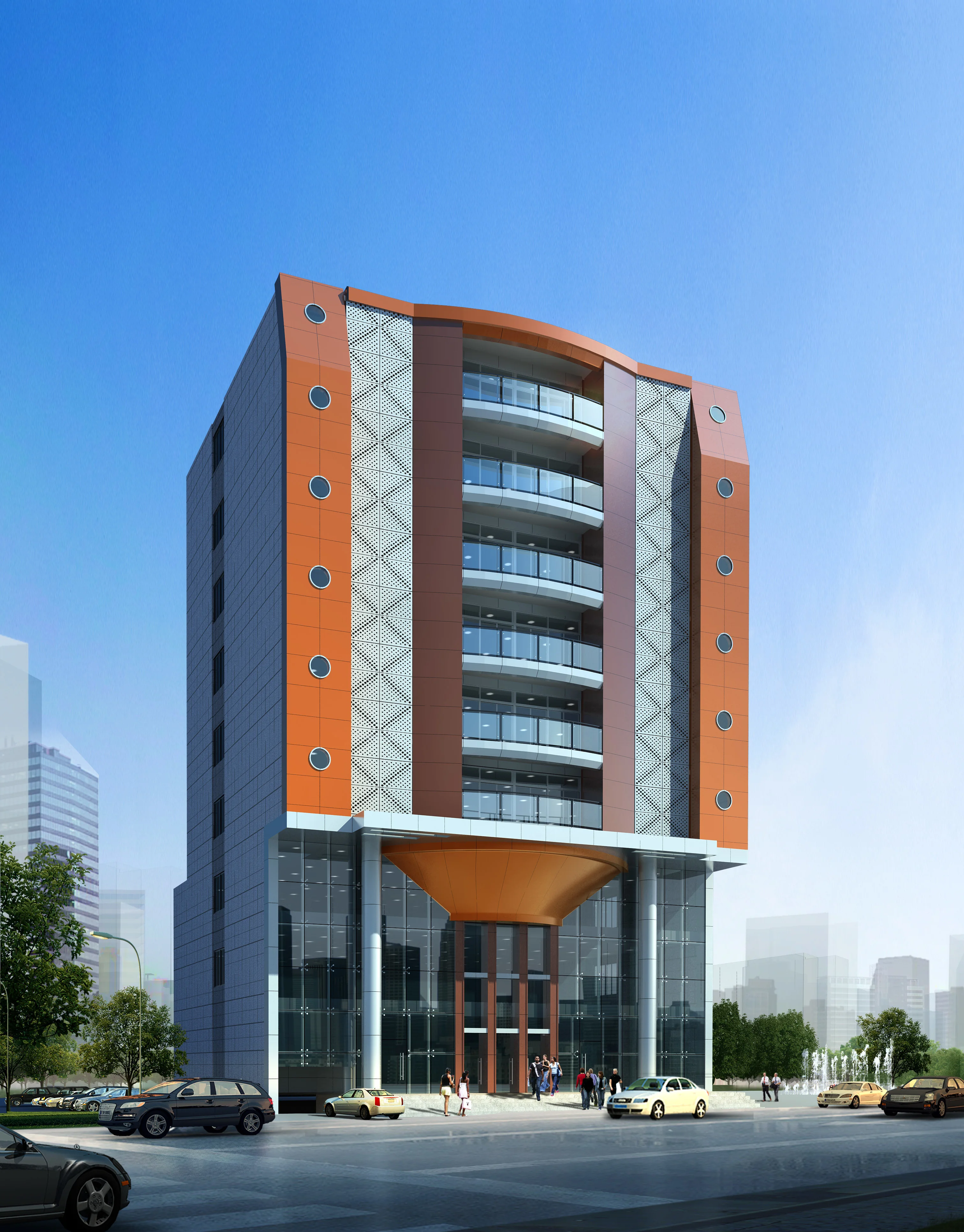Aluminium Alloy Energy Saving Soundproof Reflective Low-e Insulated Glass Curtain Wall