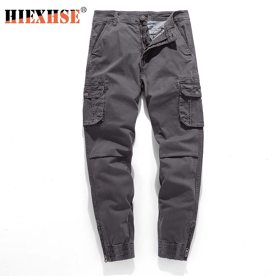HIEXHSE Spliced Pants Men Multi-pocket Washed Overalls Men Loose Cotton Pants Male Cargo Pants For Men Trousers,size 29-38