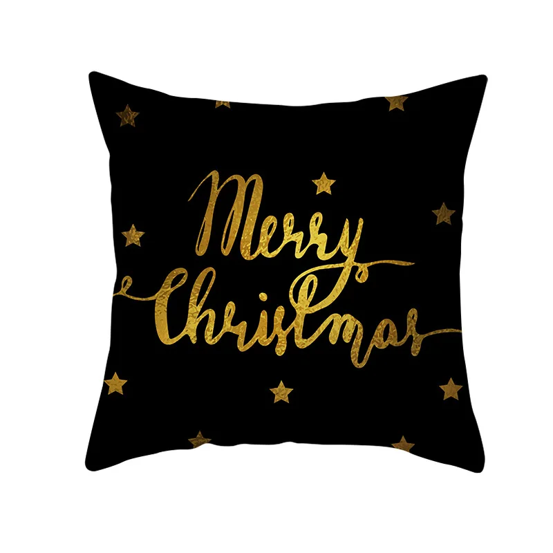 Christmas Decorations for Home Gold Black Snowflake Elk Cushion Cover Navidad Xmas Ornaments New Year Christmas Gift