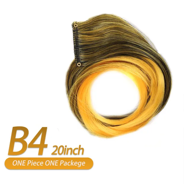 AIYEE Hair Extensions Pure RainBow Hairpiece Clip In Hair Piece Synthetic Long Straight Ombre Pink Red Rainbow Hair Piece B4