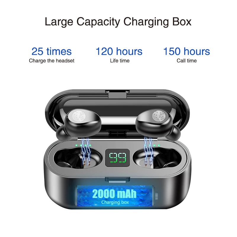 

Bluetooth 5.0 Earphones TWS Mini Wireless Headset Power Display Headset with Charging Box Sports Earbuds Gaming HiFi Headphone