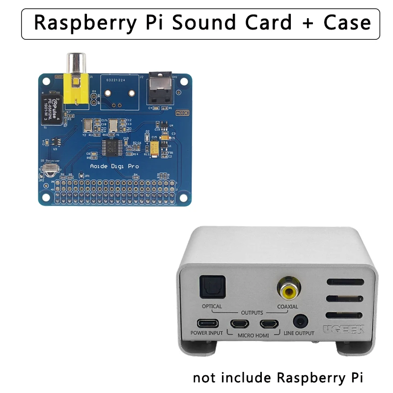 Цифровая звуковая плата Raspberry Pi 4 AOIDE DIGI PRO чехол из алюминиевого сплава с