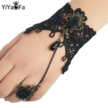 

YiYaoFa Vintage Black Lace Bracelets & Bangles for Women Wrist Jewelry Handmade Women Accessories Gothic Party Jewelry LB-01