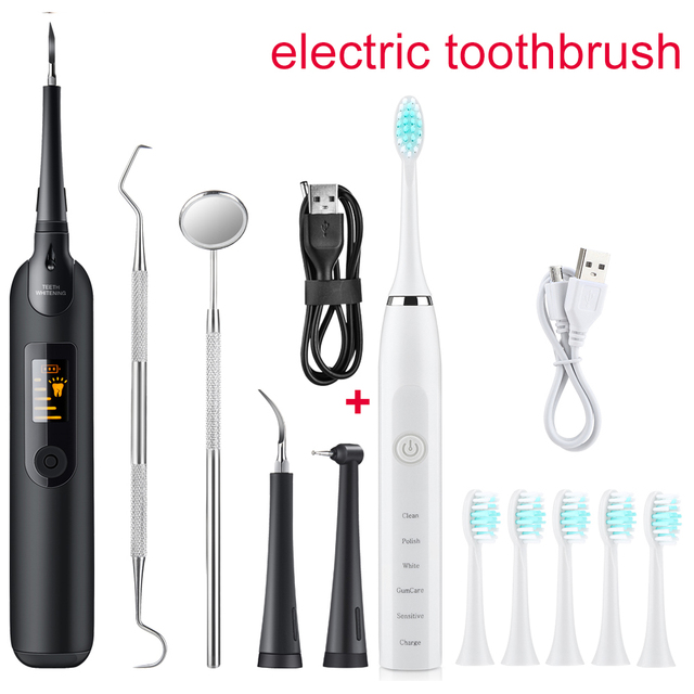 Sonic Dental Calculus Remover Whitener Scaler LED Display Tooth Cleaner Rechargable Tartar Tool Whiteing Teeth Portable