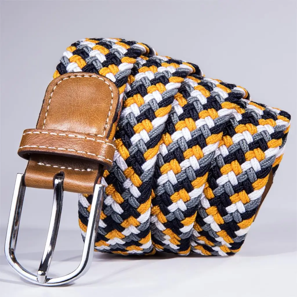 BRPD-0059 Hi-Tie мужской женский эластичный пояс для джинсов зеленый красный полосатый эластичный холщовый ремень ковбой Повседневный вязаный Плетеный длинный ремень 3,5 см - Цвет: BRPD-0059