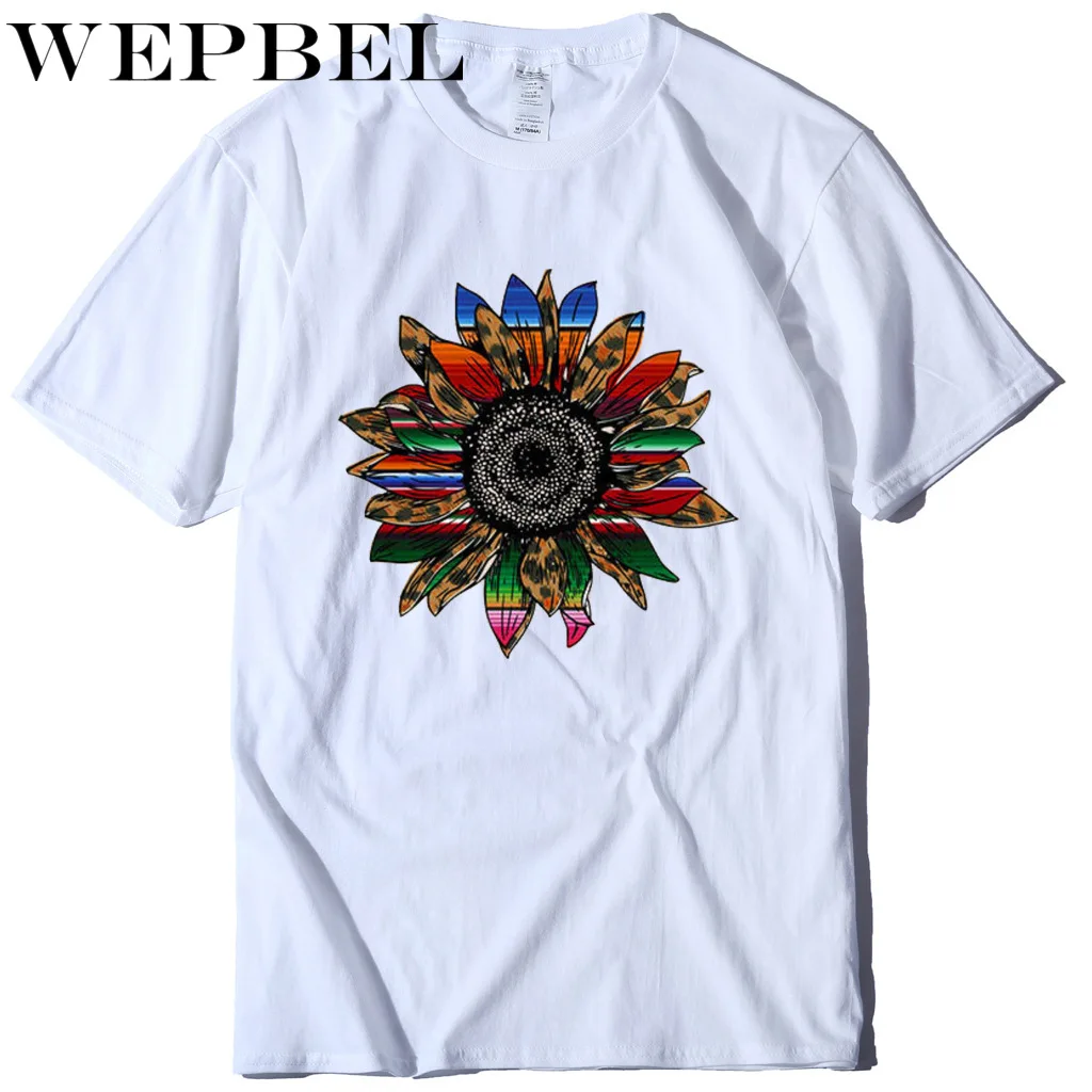 

WEPBEL Autumn Loose Casual Short Sleeve O-Neck T-shirt Tops Women's Fashion Flowers Printed T-shirt