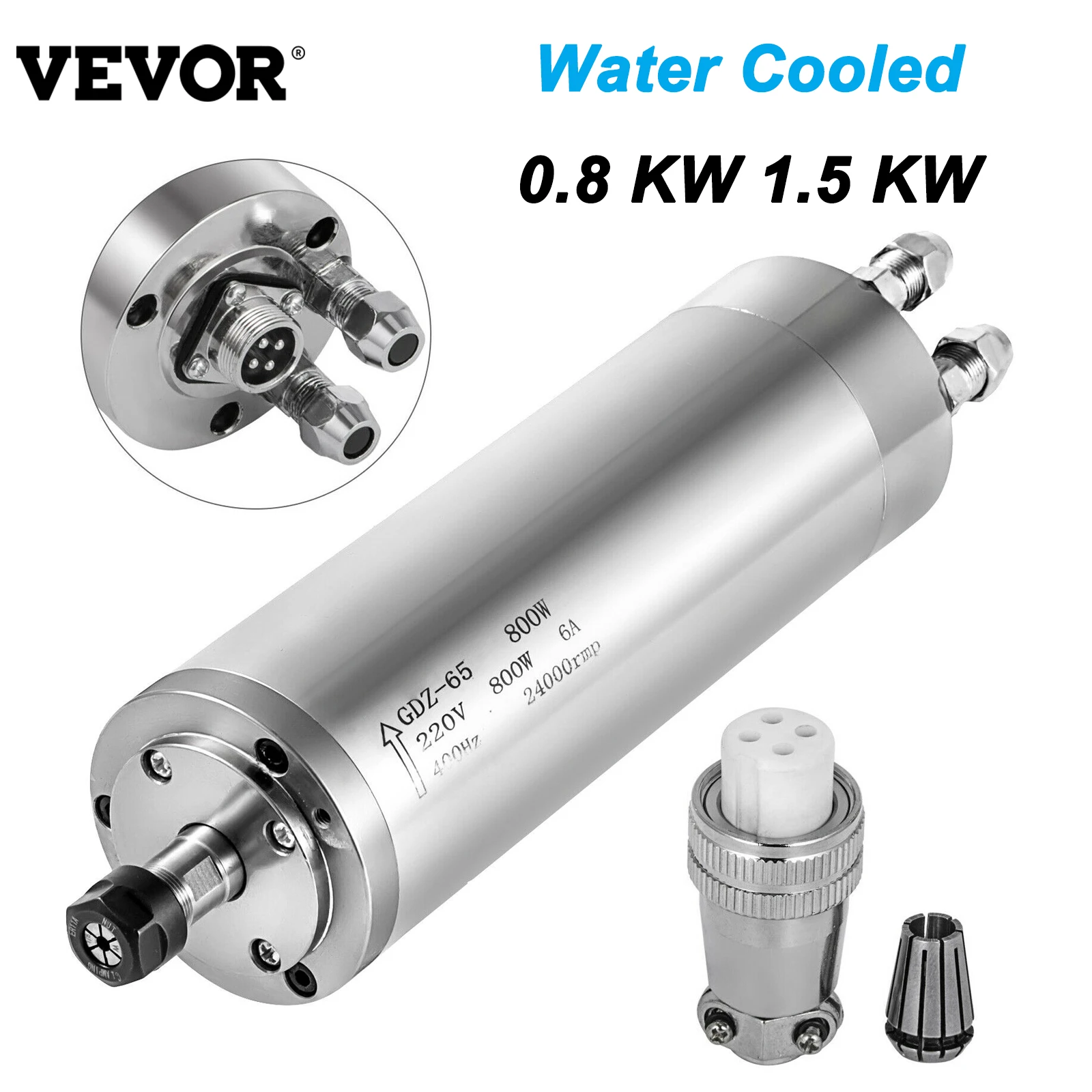 0.8KW ER11 220V 65mm Waterproof Water Cooled Spindle Motor 400HZ CNC Milling【EU】 