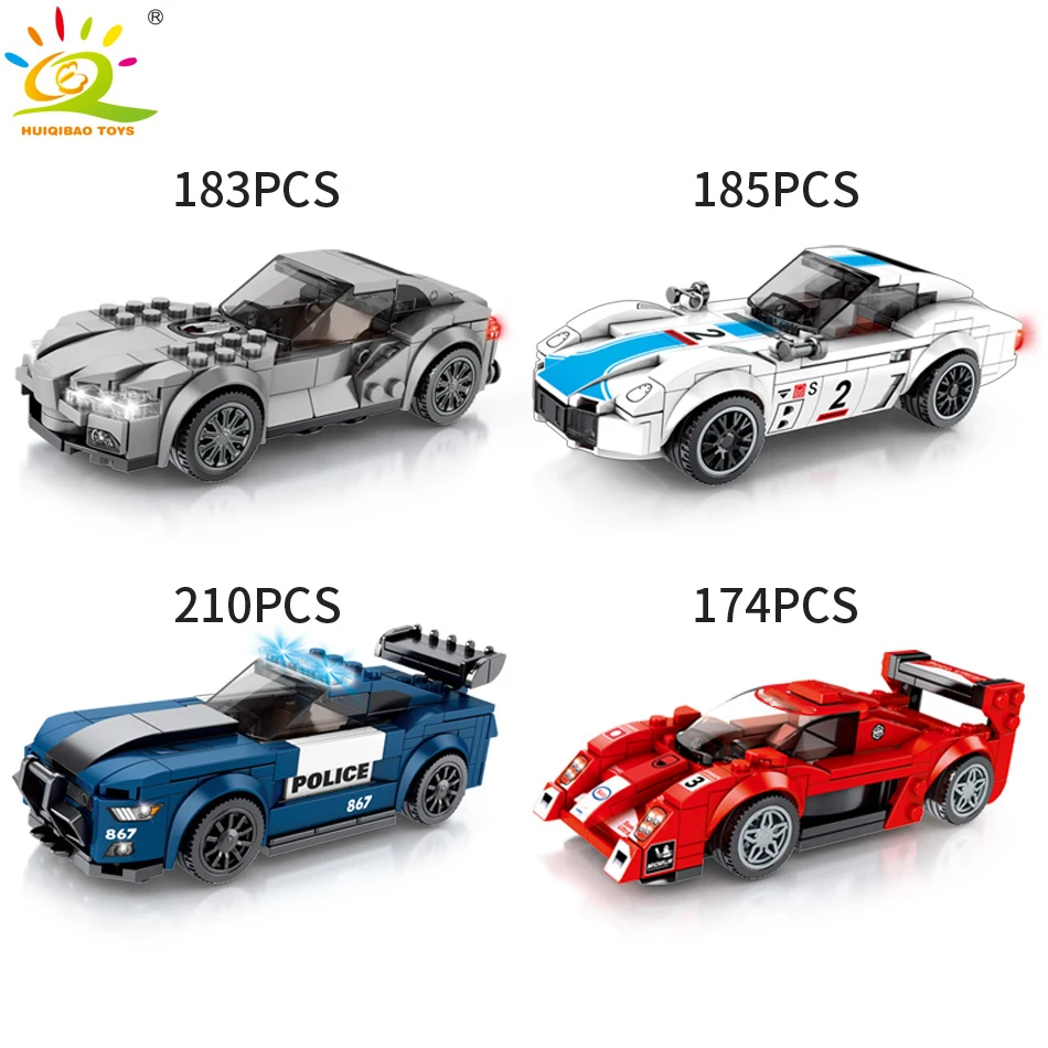Skup HUIQIBAO zabawki 752 sztuk policja miejska samochód wyścigowy klocki dla dzieci Legoingly prędkość mistrzów Super racer zestaw figurek cegły