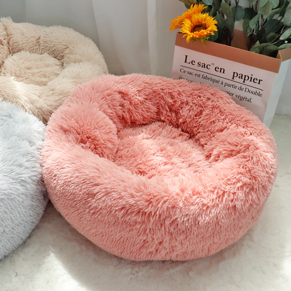 Pet Dog Bed Warm Fleece Round Dog Kennel House Long Plush Winter Pets Dog Beds For Medium Large Dogs Cats Soft Sofa Cushion Mats Pet Dog Bed Warm Fleece Round Dog Kennel House Long Plush Winter Pets Dog Beds For Medium Large Dogs Cats Soft Sofa Cushion Mats
