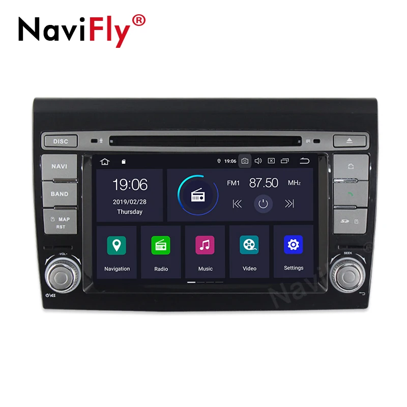 Cheap NaviFly IPS DSP Android 9.0 Car Radio Multimedia Player for FIAT BRAVO 198 2007 2008 2009 2010 2011 2012 2013 2014 Stereo GPS BT 1