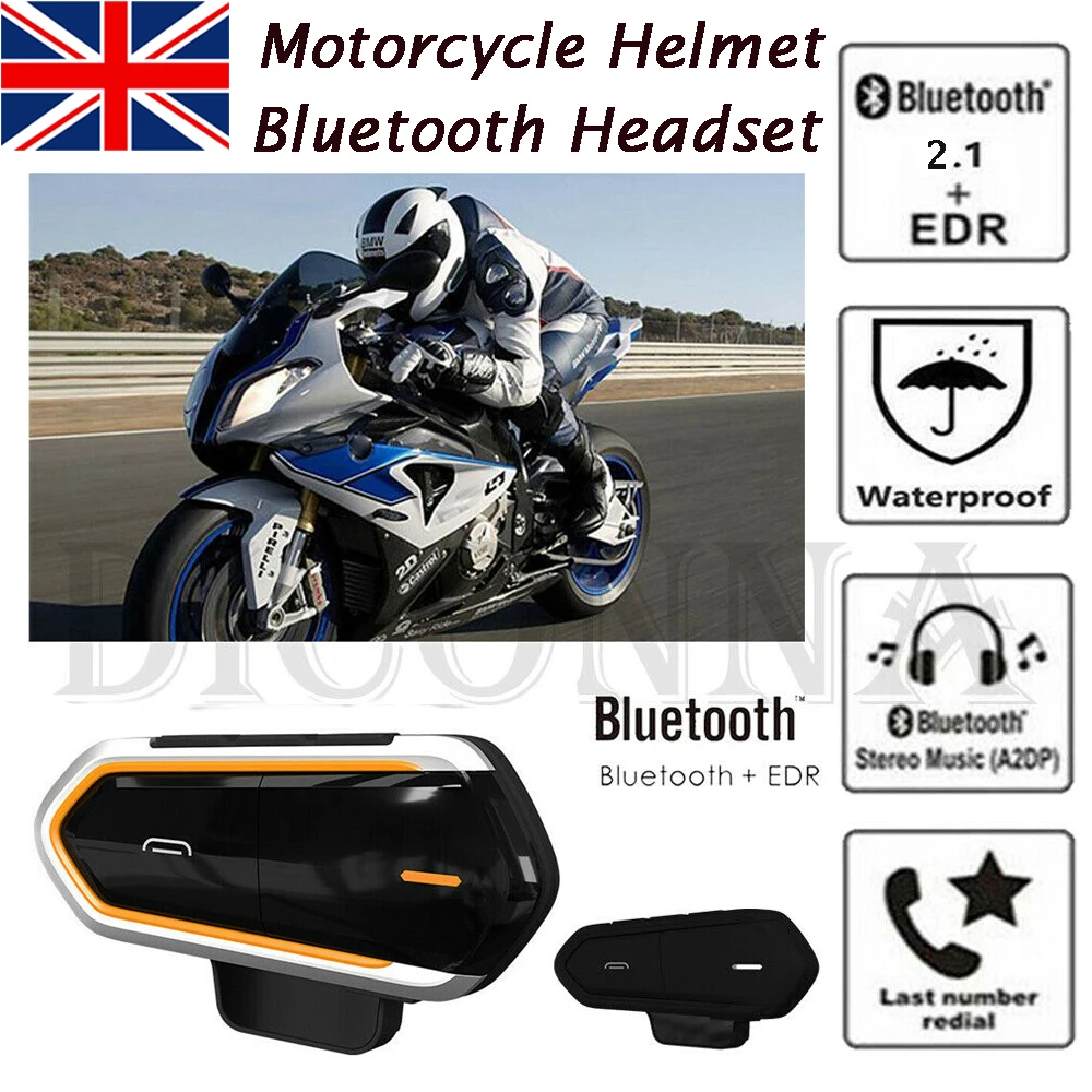Водонепроницаемый QTBE6 1000 м Bluetooth переговорные Мотоцикл шлем домофон гарнитура Мода