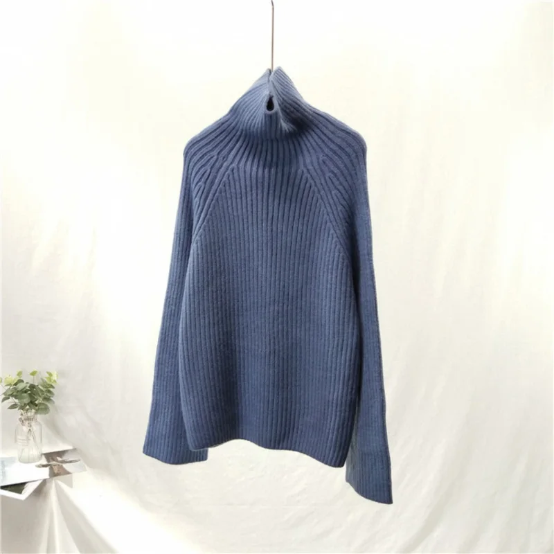 Werynica, Новинка осени, женский свитер, Повседневный, свободный, водолазка, вязанный джемпер,, длинный, большой размер, вязаный, пуловер для женщин, уличная одежда - Цвет: blue