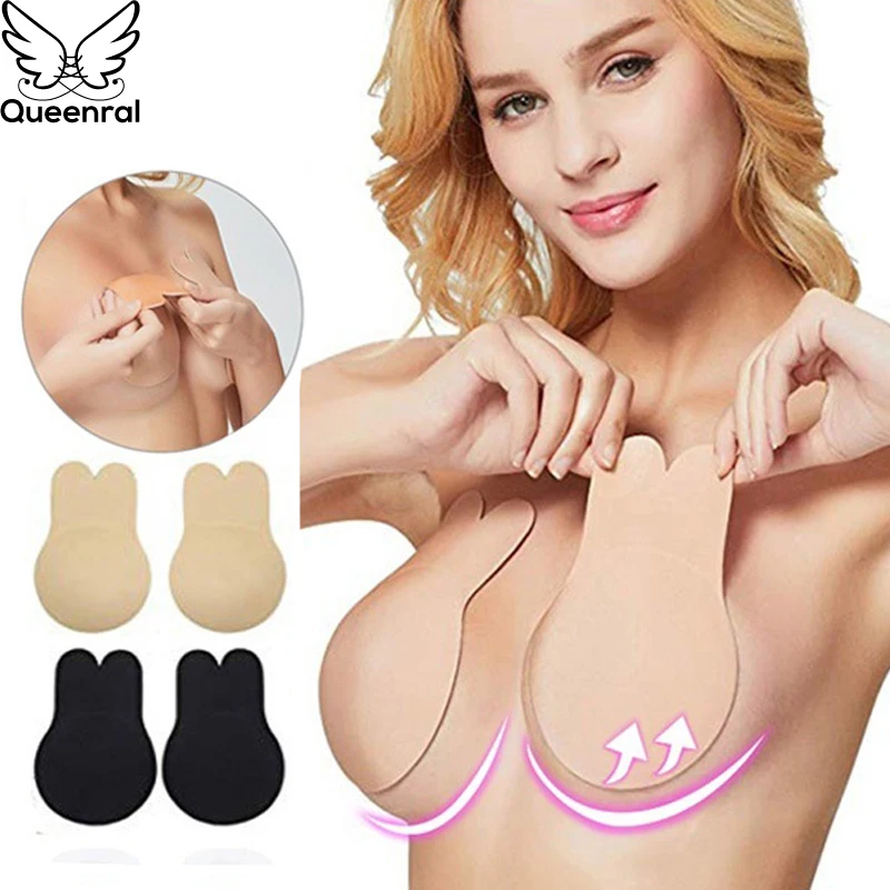  Queenral Dropshipping Invisible Bra Women Strapless Bra Adhesive Sticky Push Up Bras For Women Rabb