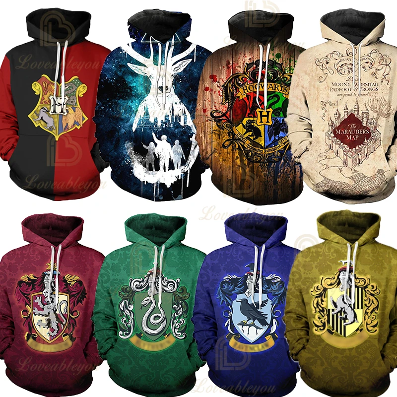 Sudaderas con estampado de reliquias de la muerte para hombre y mujer, Sudadera con capucha, chaqueta de poliéster a la moda