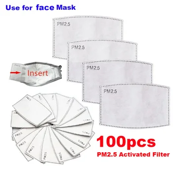 

50/100pcs 5 Layers Filter Face Masks PM2.5 Activated Carbon Face Mask Filter Breathing Insert Protective for Adults Kids
