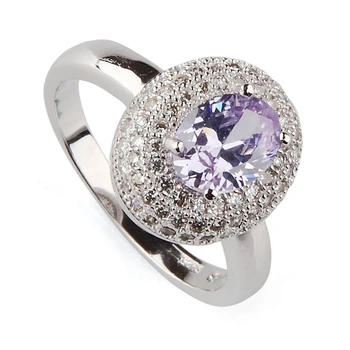 

Fleure Esme best sell wedding rings for men and women dropshipping Light purple Cubic Zirconia Rhodium Plated R3184 size 6 7 8 9