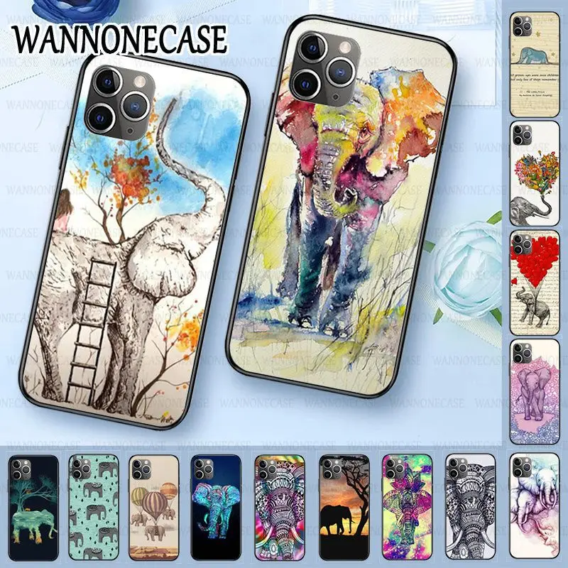 TPU Soft Silicone Black Phone Case For iphone 11pro 5s 6s 7 8plus x xs xr xsmax coque Cover elephant animal indian | Мобильные