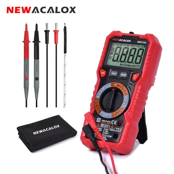 

NEWACALOX NCV Multimeter Portable Backlight Digital Multimeter AC/DC Voltage Current Temp Transistor Tester Tool with Flashlight