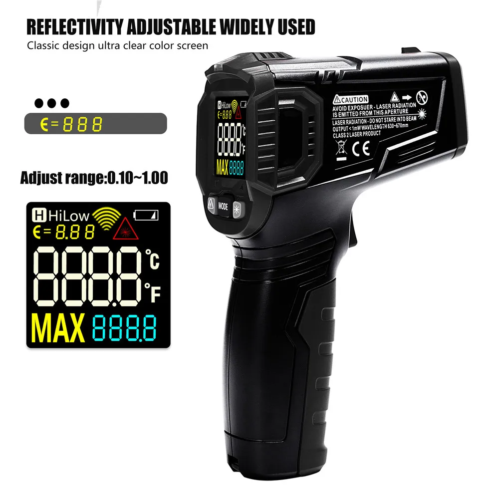 

Infrared Thermometer -50-600 Degrees Non-contact IR Digital Hygrometer Laser Pyrometer LCD Colorful Screen Temperature Meter