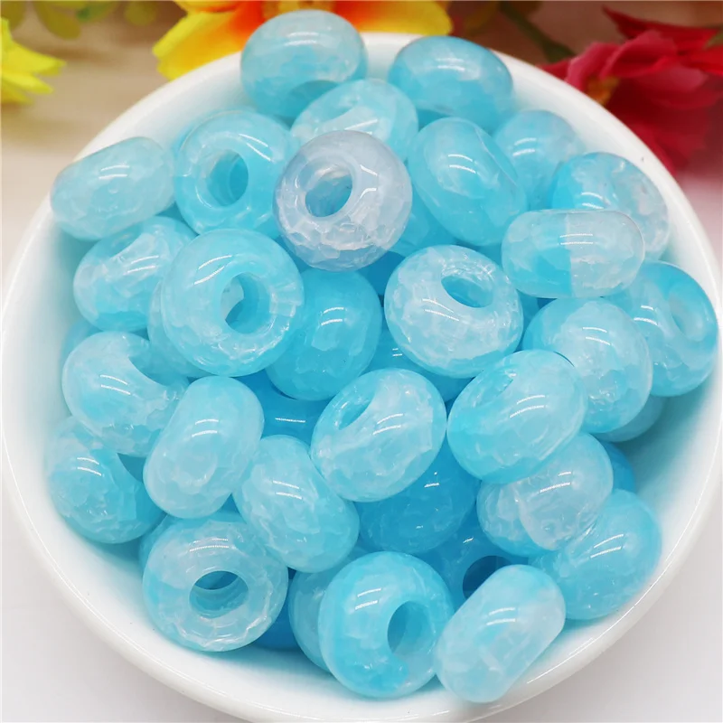 

10Pcs New Crackle 5mm Big Hole Plastic Pony Spacer Slide Beads Charms for DIY Bracelet Necklaces Earrings Hair Jewelry Supplies