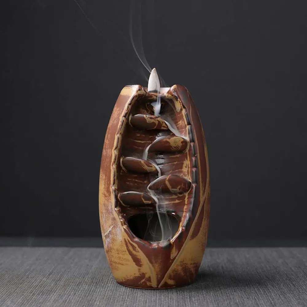 

Ceramic Backflow Waterfall Smoke Incense Smoke Burner Censer Holder Home Decor cones Aroma Spice