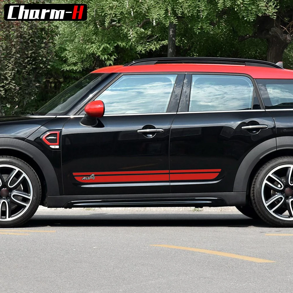 Пара наклеек с боковыми полосками для Mini Cooper S Countryman F60 2017 в наличии All4 спортивные