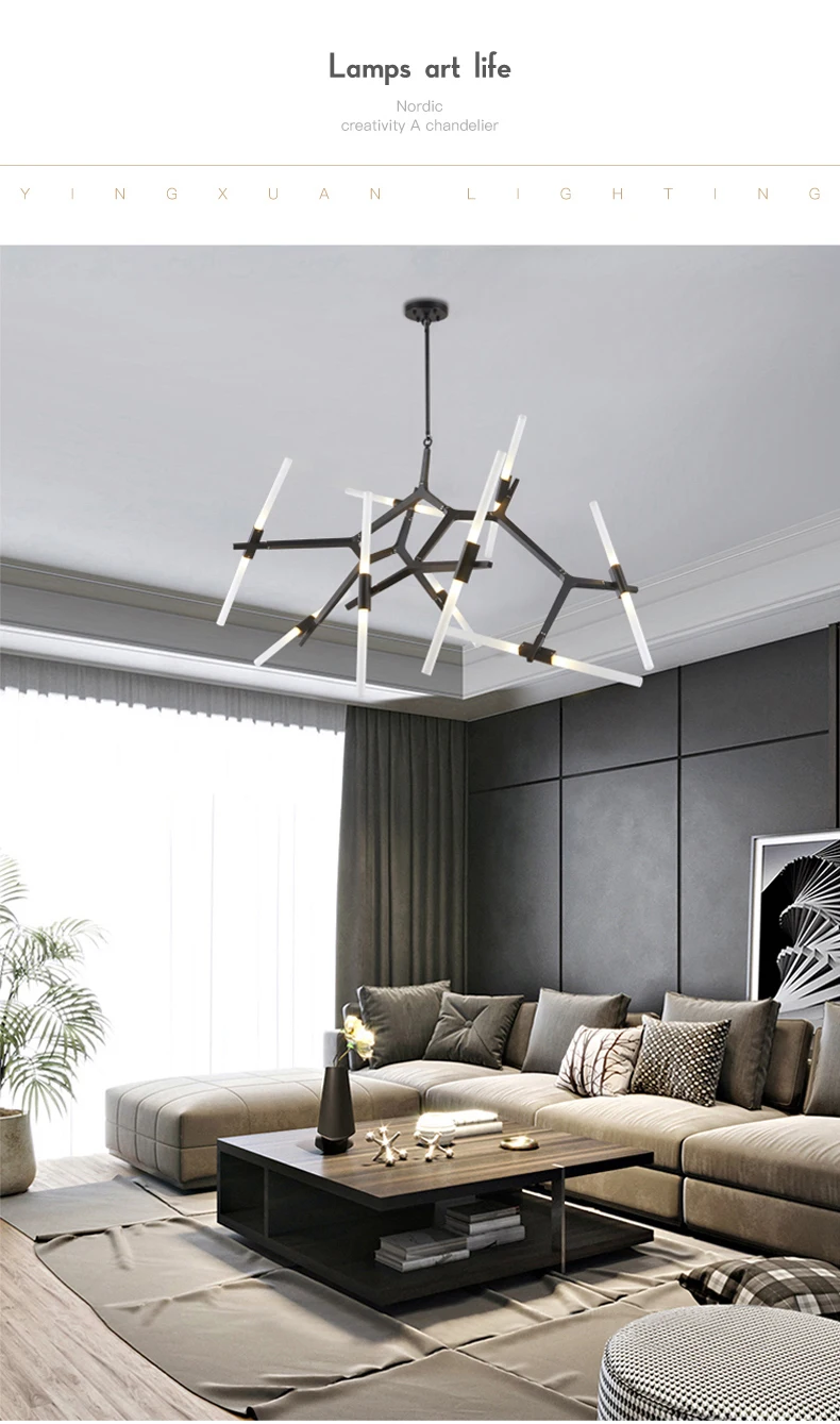 Villa tree branch lamp  Post modern designer Nordic led chandelier tree fork restaurant chandelier villa tree fork Chandelier