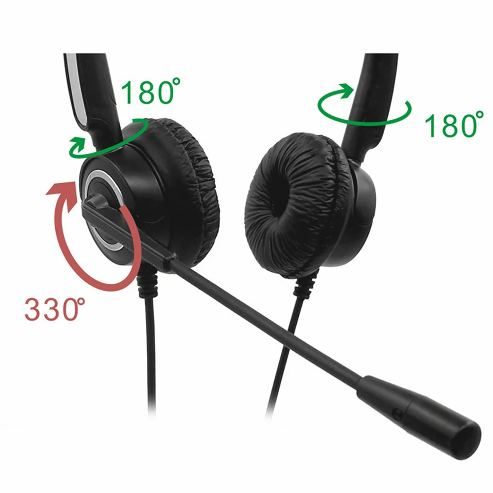 USB Wired Headset for Call Center PC Line Control Mute Button Headphone with Noise Cancelling Microphone Business Headphones