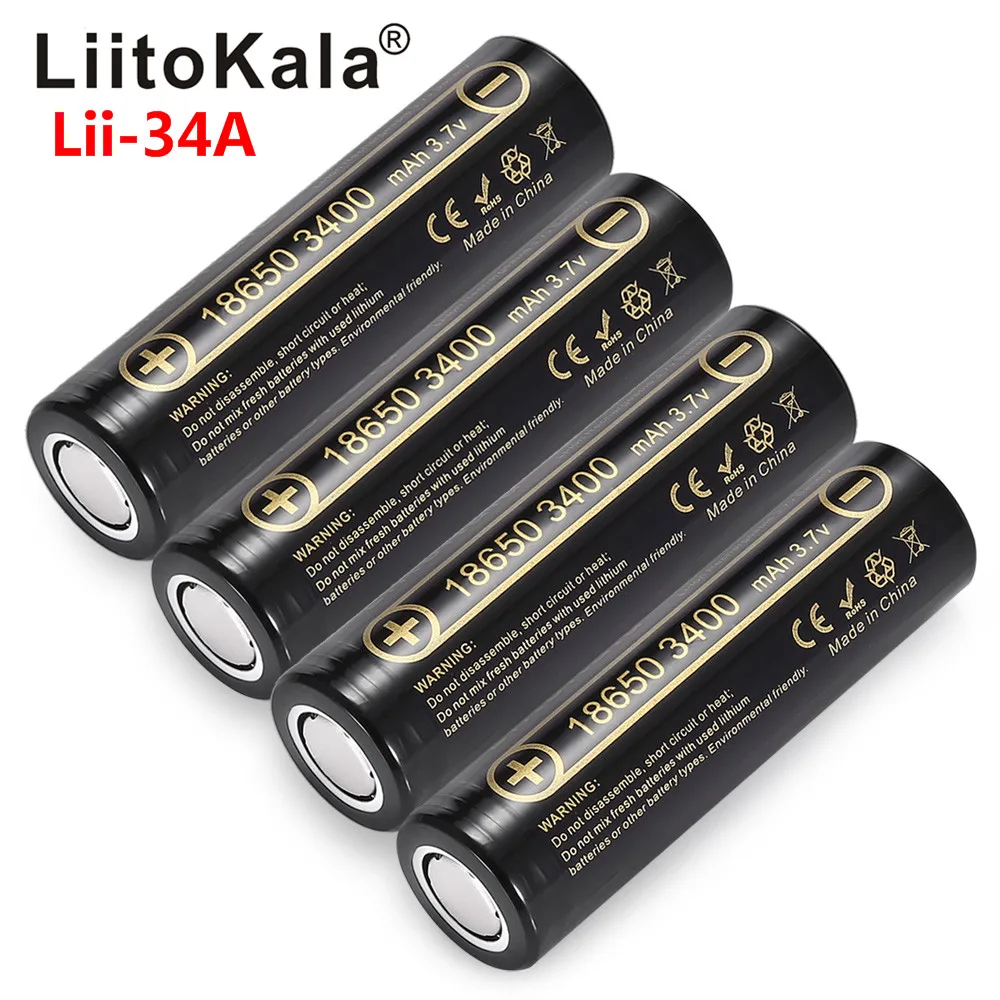 LiitoKala Lii 34A 100% Новый оригинальный литиевый перезаряжаемый аккумулятор NCR18650B 3 7 в 3400