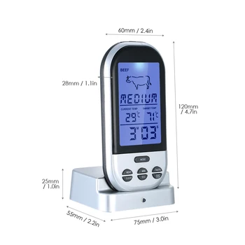 

Hot Wireless Meat Thermometer with Probe LCD Display with Backlight Countdown Function Digital Remote Cooking Thermoters for Kit