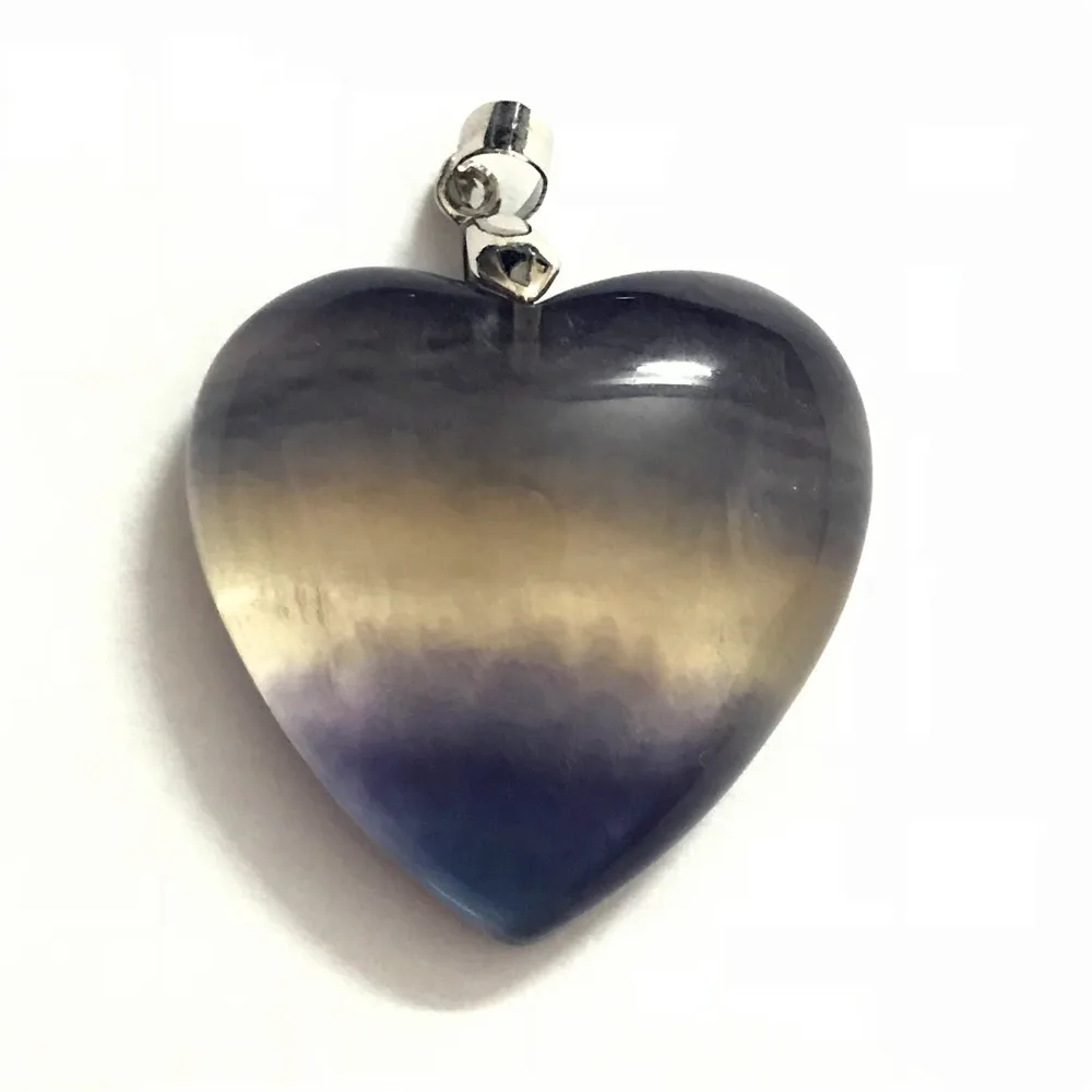 

Natural Colorful Fluorite Crystal Pendant For Woman Man 35x34x12mm Heart Love Shape Beads Healing Rainbow Gemstone Jewelry AAAAA