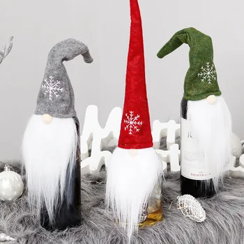 

2pc Christmas Red Wine Bottle Covers Bag Holiday Santa Claus Champagne Bottle Cover Christmas Table Decorations For Home