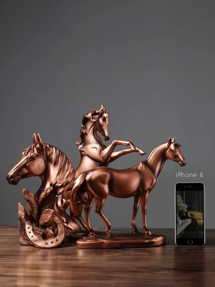 JIEME Modern Chinese Red Copper Horse Living Room Ornaments Home Accessories Wine Cabinet Study Office Resin Crafts Decoration | Дом и сад
