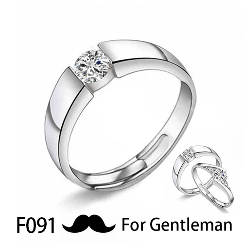 F091 Men Модный набор колец Huitan, символ любви, с буквой, его королева и ее король, выгравированное обручальное кольцо для женщин и мужчин, кольца на палец - Цвет основного камня: F091 Men