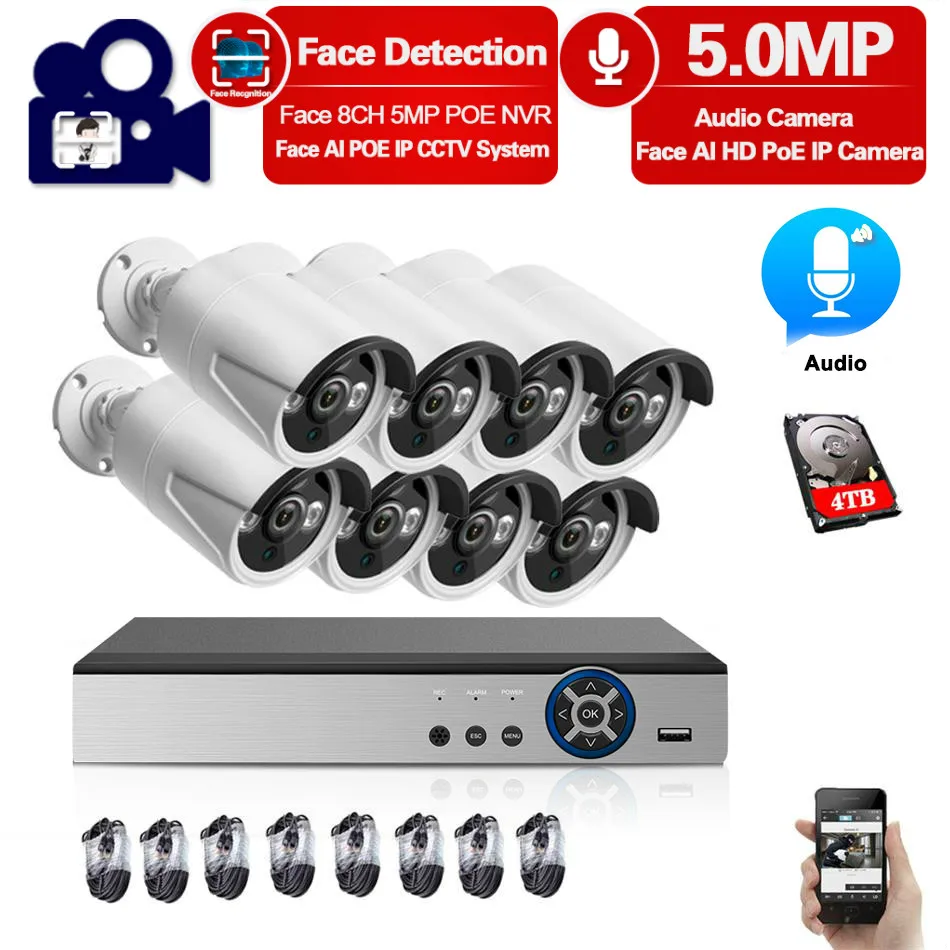 CCTV видео наблюдения Ip камера 8 каналов POE NVR наружная мини мониторинга